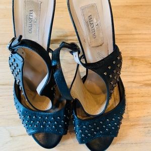 Valentino black leather studded 5”heels